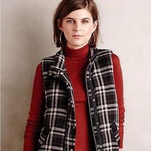 Anthropologie Hei Hei Chic Black and White Plaid Vest M